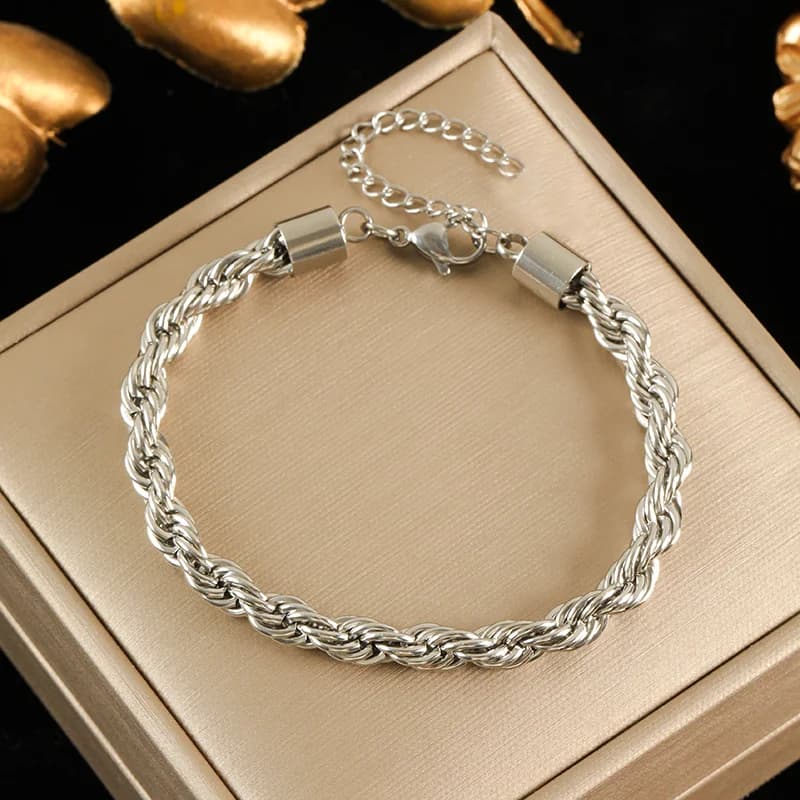 316L Edelstahl Silber Perlenarmband