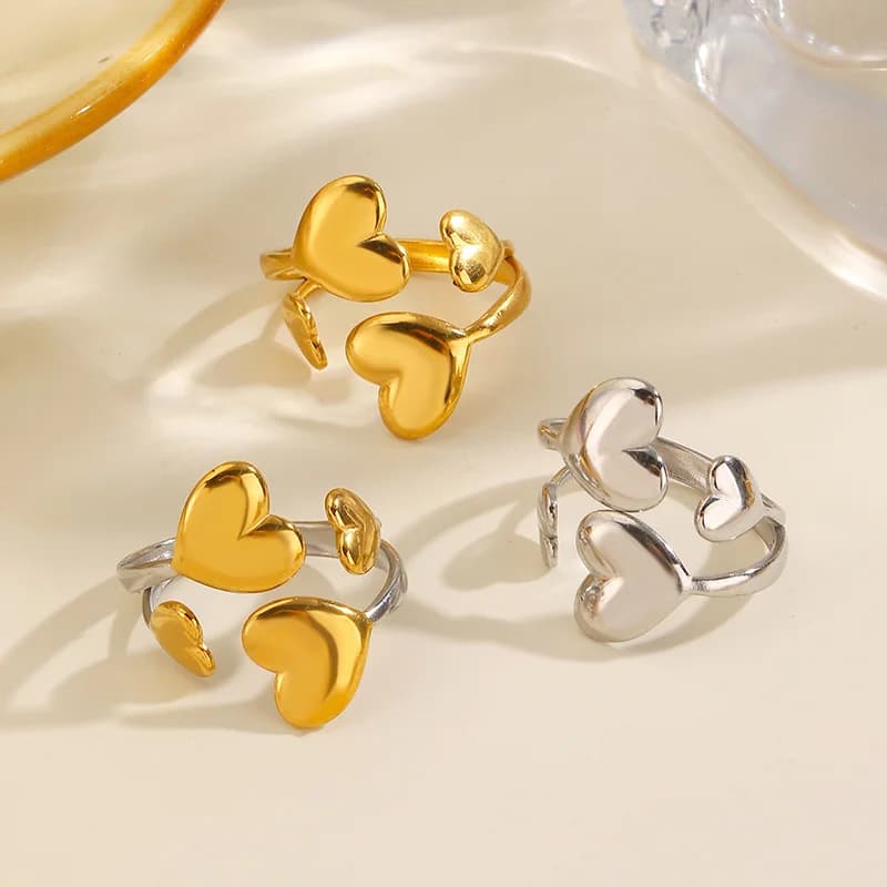 Verstellbarer Herz-Ring aus 316L Edelstahl