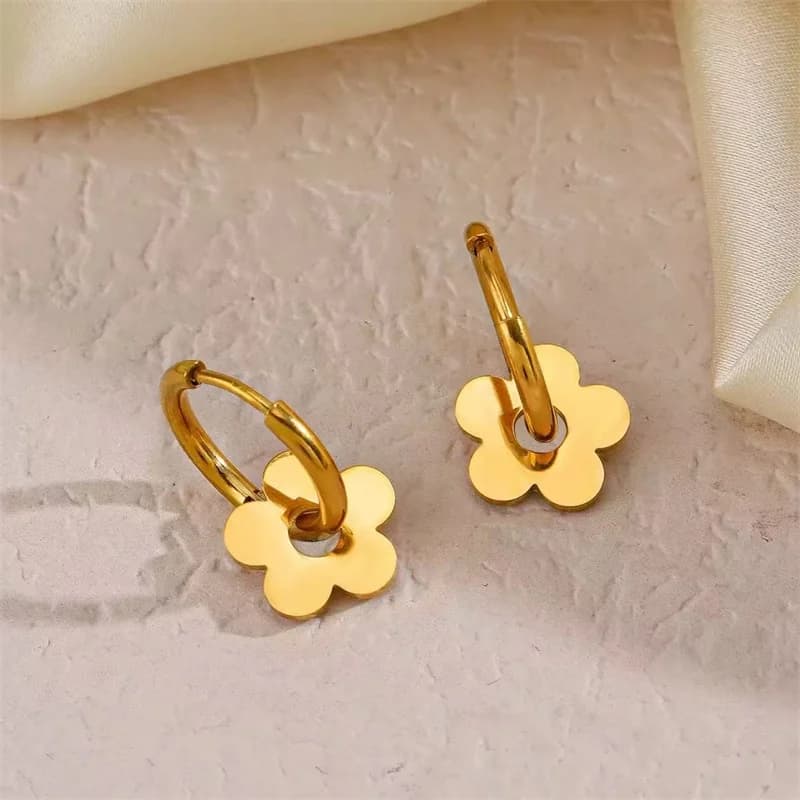 Edelstahl Stecker Ohrringe mit Goldfarbenem Schleifenmotiv