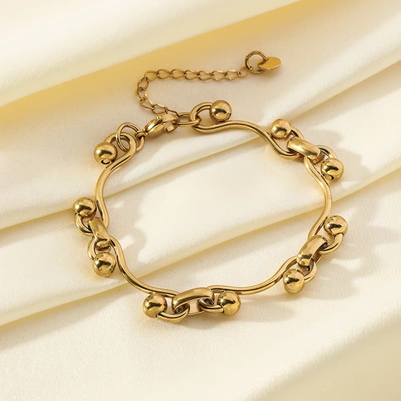 316L Edelstahl Armband in Goldfarbe mit Herz-Anhänger