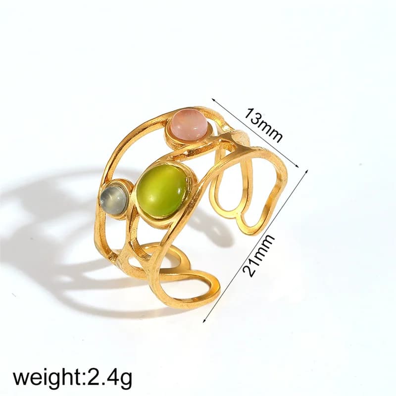 Offener Ring mit blau-violetter Blume