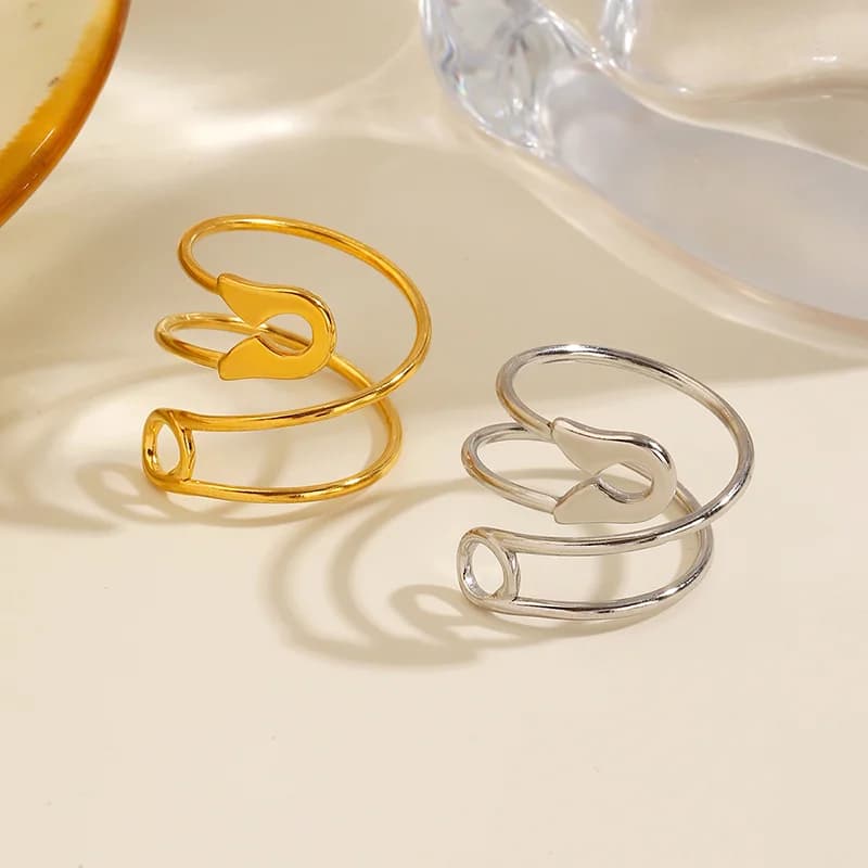 Offener Ring in Stiftform, verstellbar, 18K Gold PVD beschichtet