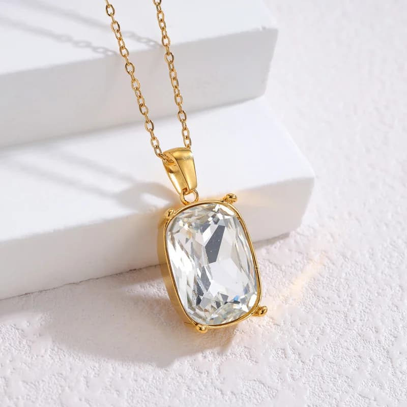 Edelstahl Kristall Halskette, Ohrring und Ring Set