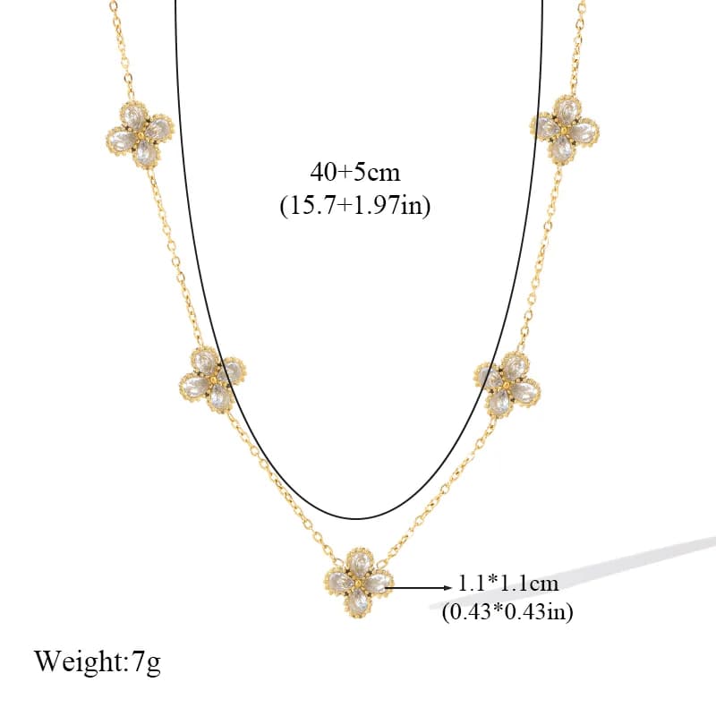 Zirkonia Blumen-Set: Halskette, Ohrringe und Armband