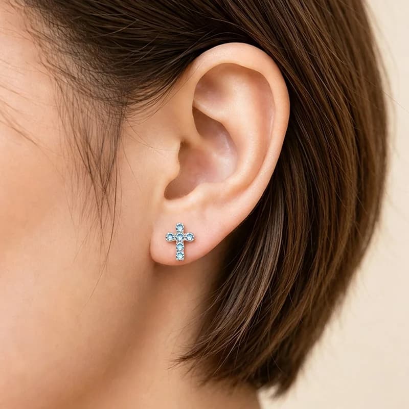 Titan Body Piercing mit spiralförmigem Kreuz und Zirkonia