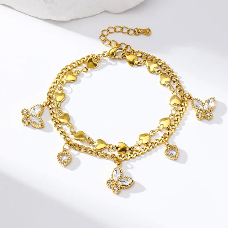 Schmetterling-Kettenarmband mit Zirkonia
