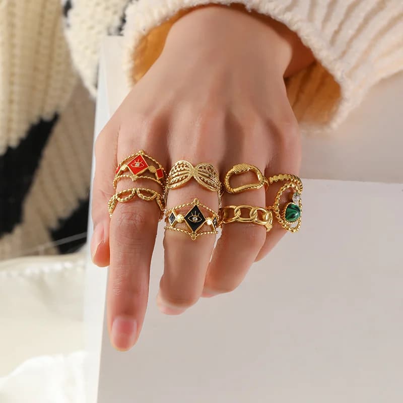 Edelstahl-Ring mit offener Manschette für Damen
