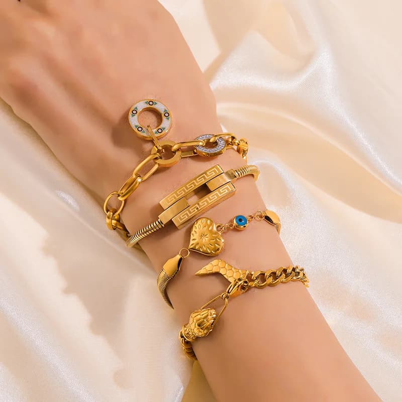 Dickes geometrisches Kettenarmband, Gold Edelstahl