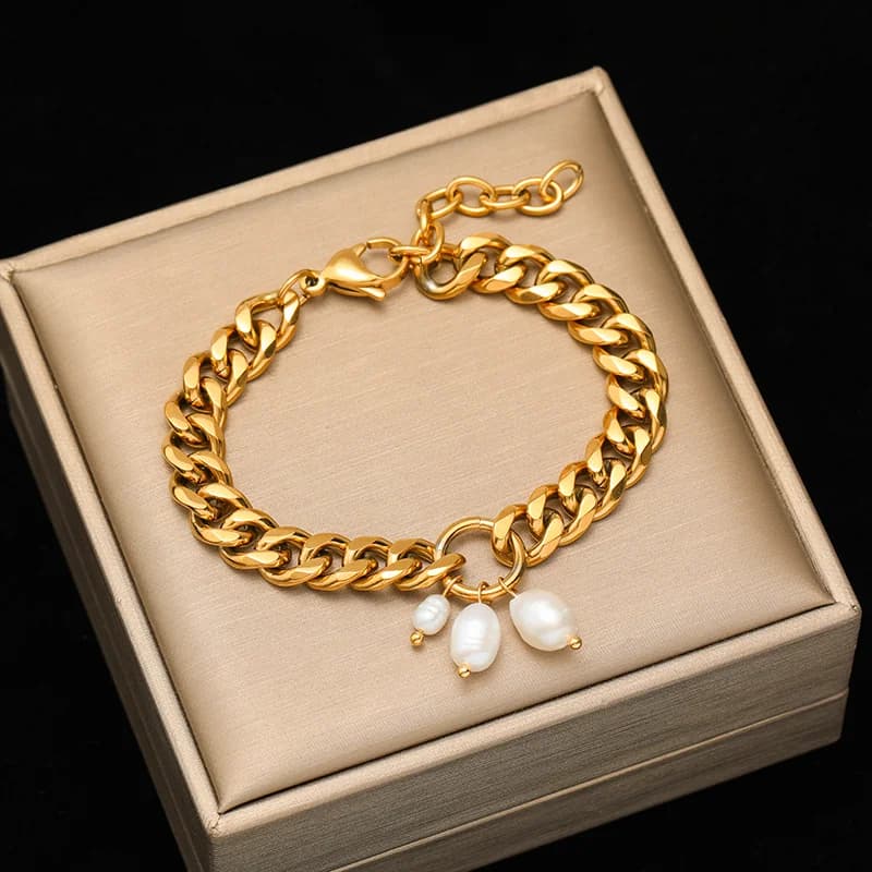 Herz-Charm Armband, 18K vergoldet
