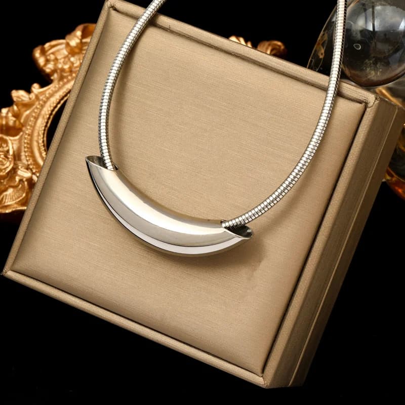 Choker-Halskette aus massivem Edelstahl mit Kugelperlen