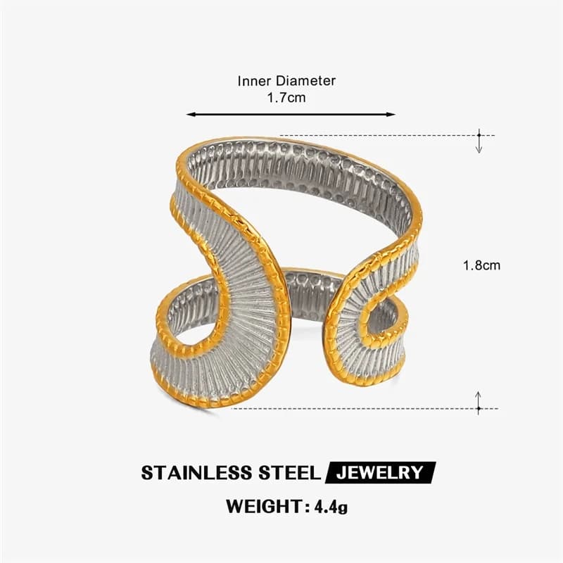 Edelstahl Ring mit unregelmäßiger Hohlstruktur, verstellbar