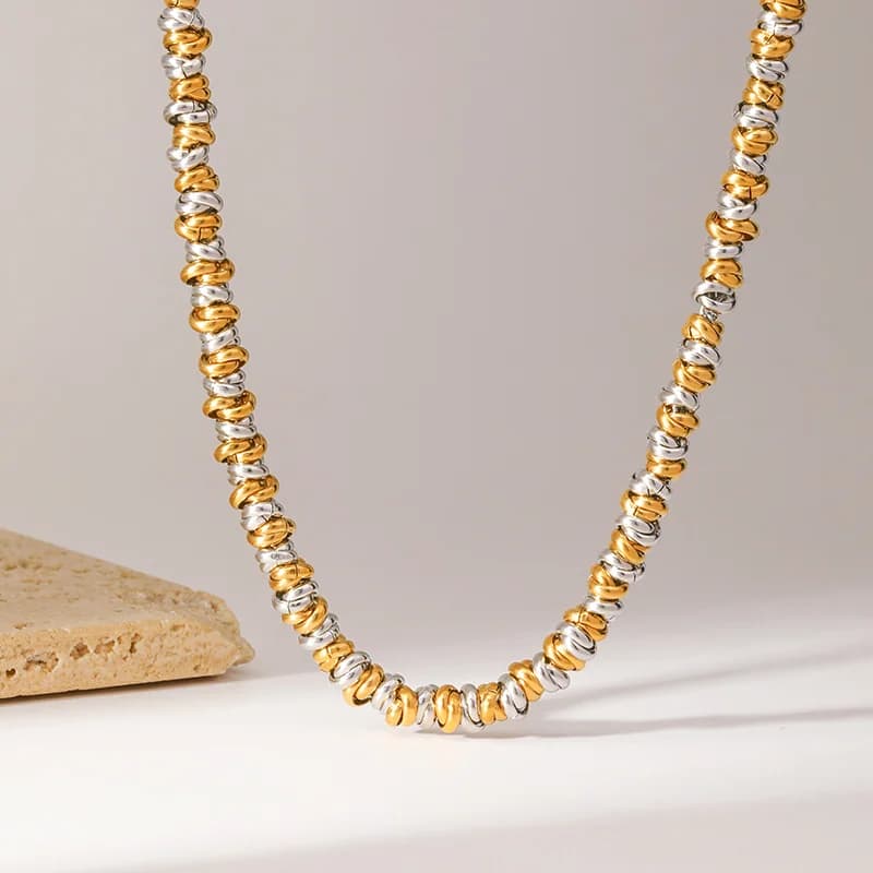 Zweifarbiges Halsketten- und Armband-Set mit Kette