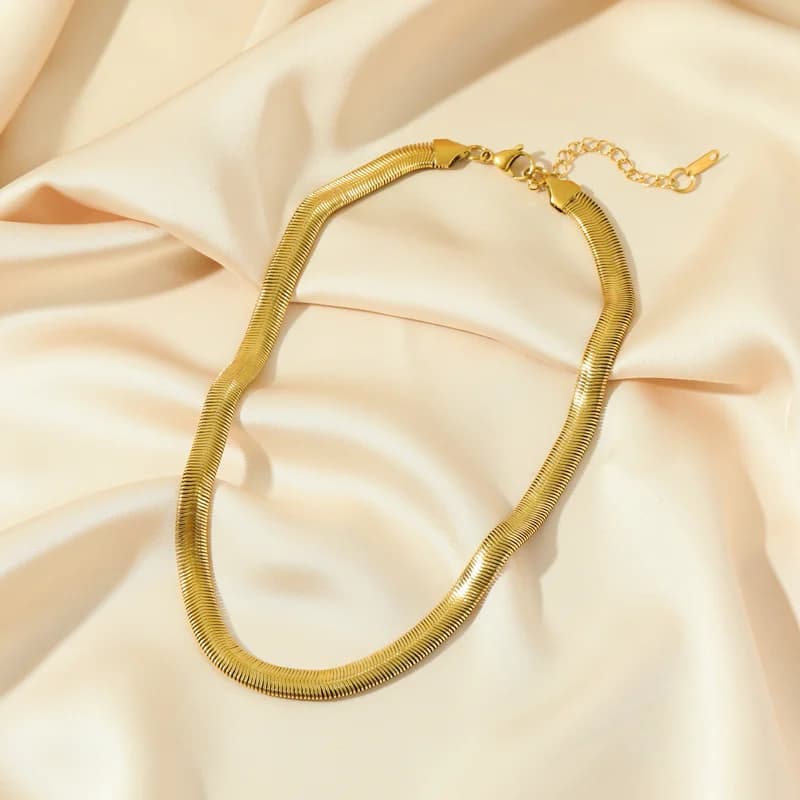 316L Edelstahl Gold dicke Schlangenkette Halskette