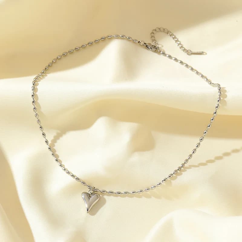 Herz-Liebe Halskette & Ohrringe Set, Silber