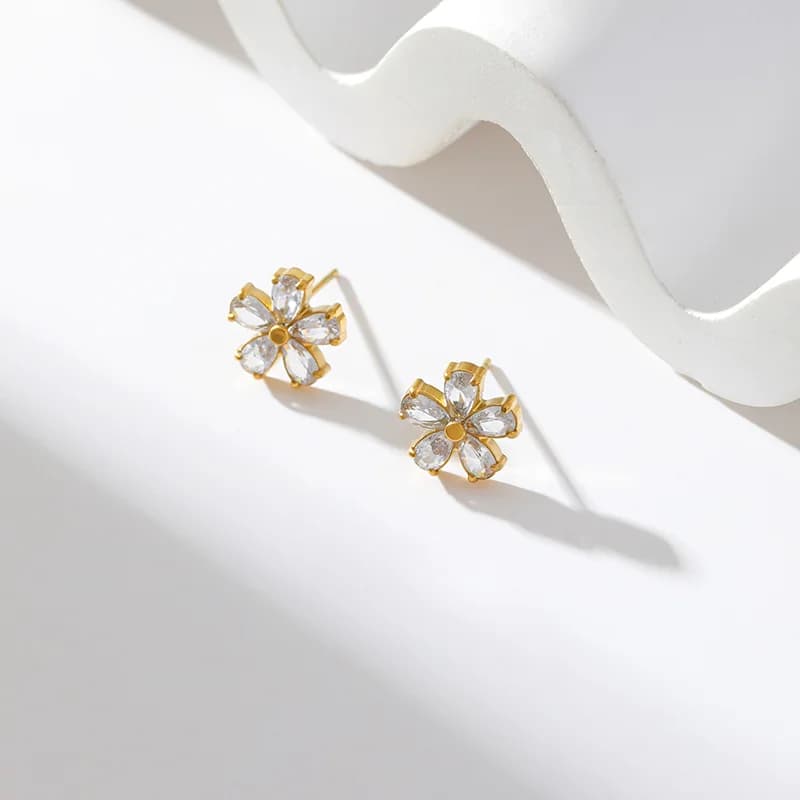 Zirkonia Blumen-Set: Halskette, Ohrringe und Armband