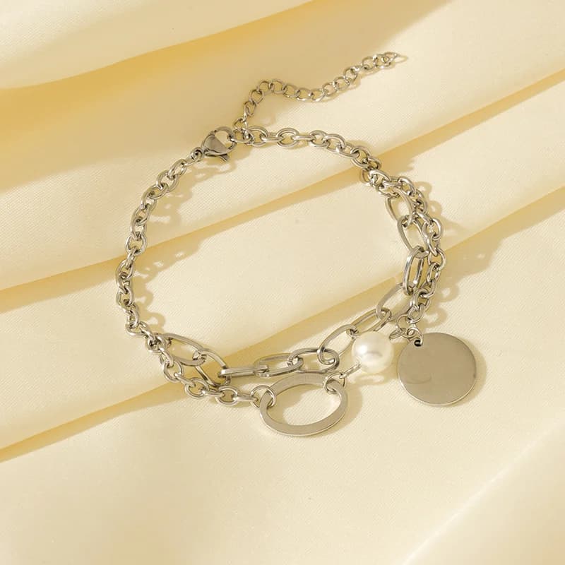 Silberfarbenes Charm-Armband für Damen
