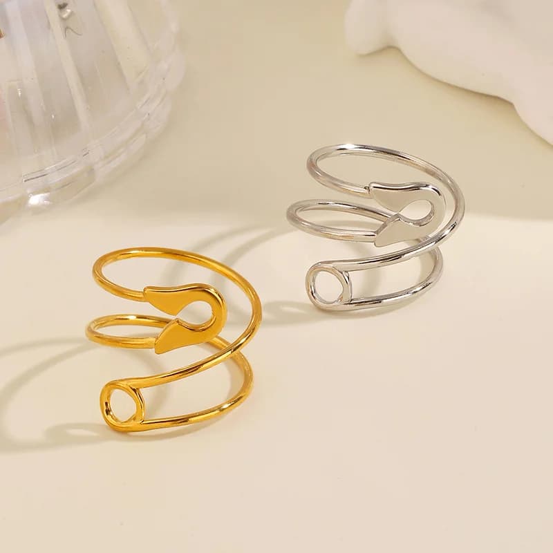 Offener Ring in Stiftform, verstellbar, 18K Gold PVD beschichtet