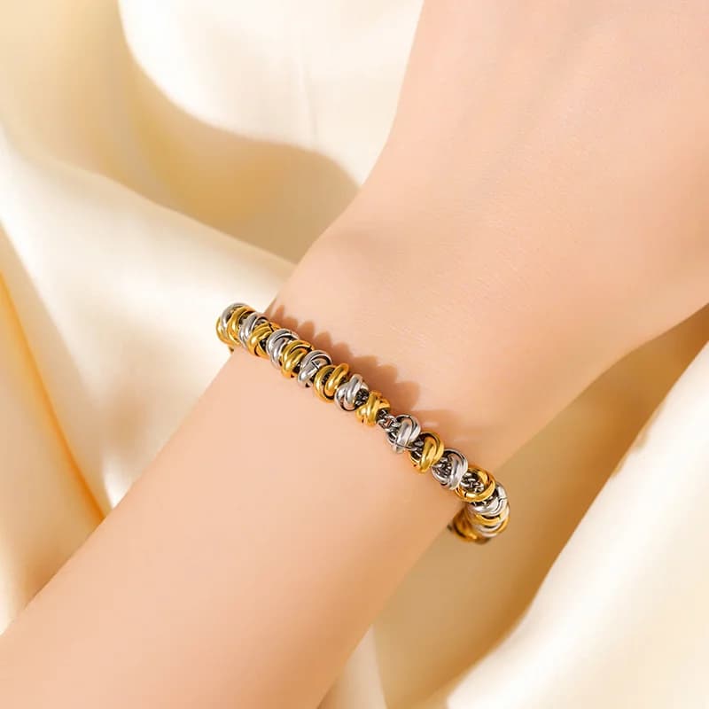 Zweifarbiges Ketten-Halskette und Armband Set
