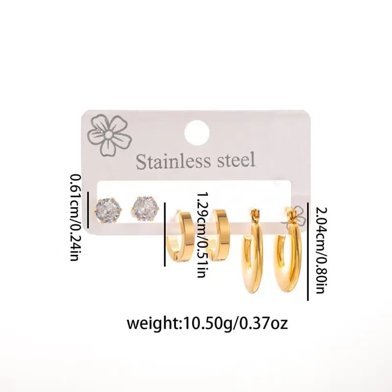 Goldene funkelnde Cubic Zirconia Creolen Set