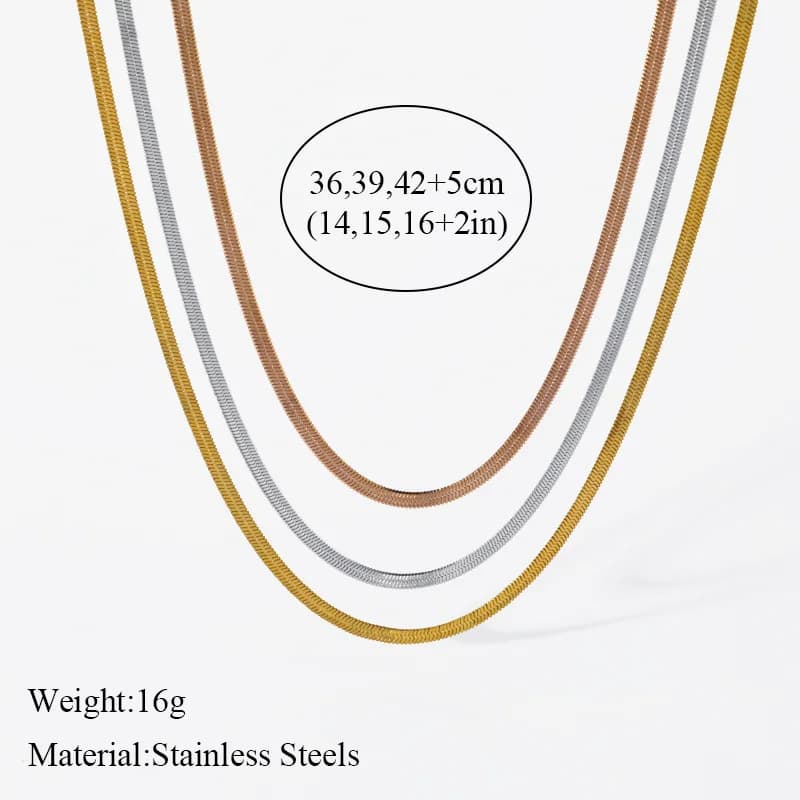 316L Edelstahl Mehrfarbiges 3-Lagen-Ketten-Halsband