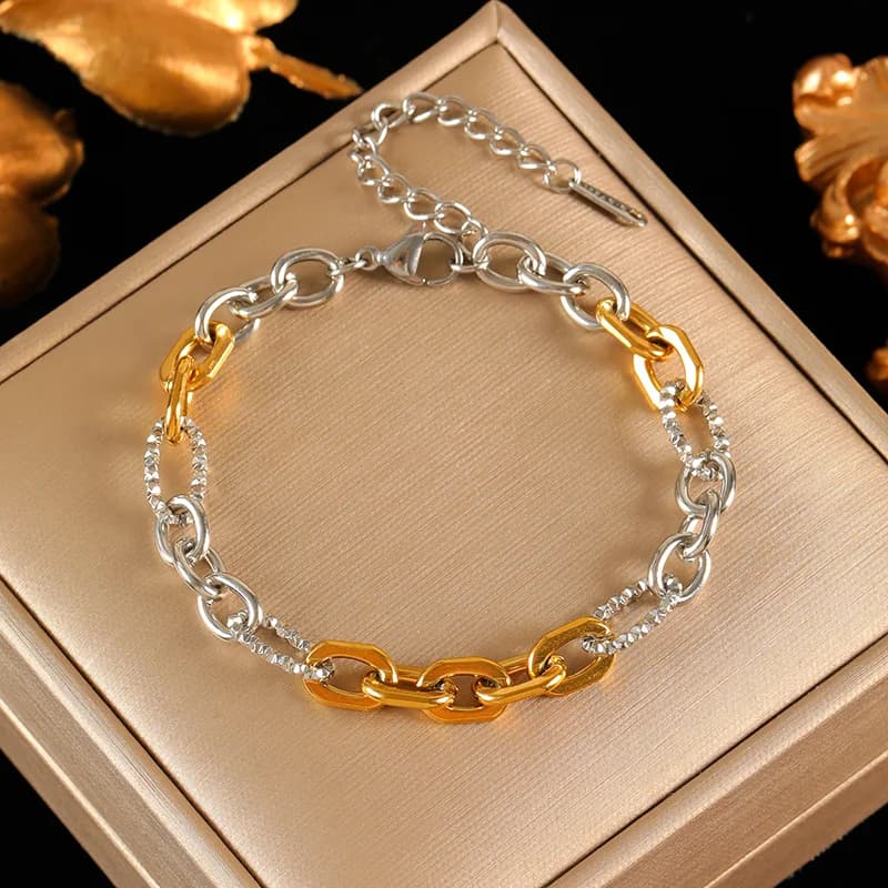 Statement-Ketten-Halskette und Armband Set
