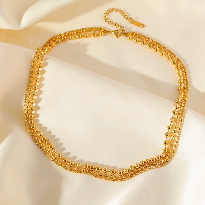 Goldene mehrreihige Ketten-Halskette (Collar)