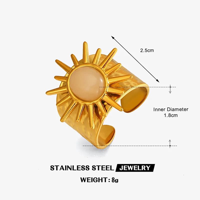 Edelstahl Vintage Ovalstein Verstellbarer Ring