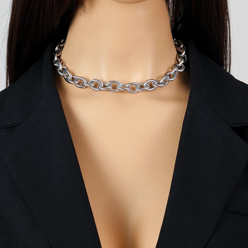 Edelstahl-Halskette Silber Choker mit Anhänger
