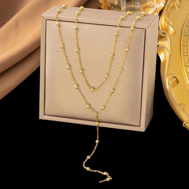 Feines Y-förmiges Anhänger-Halsband mit Perlen