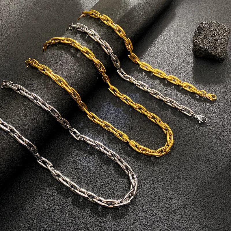 Dickes Goldketten Halskette und Armband Set