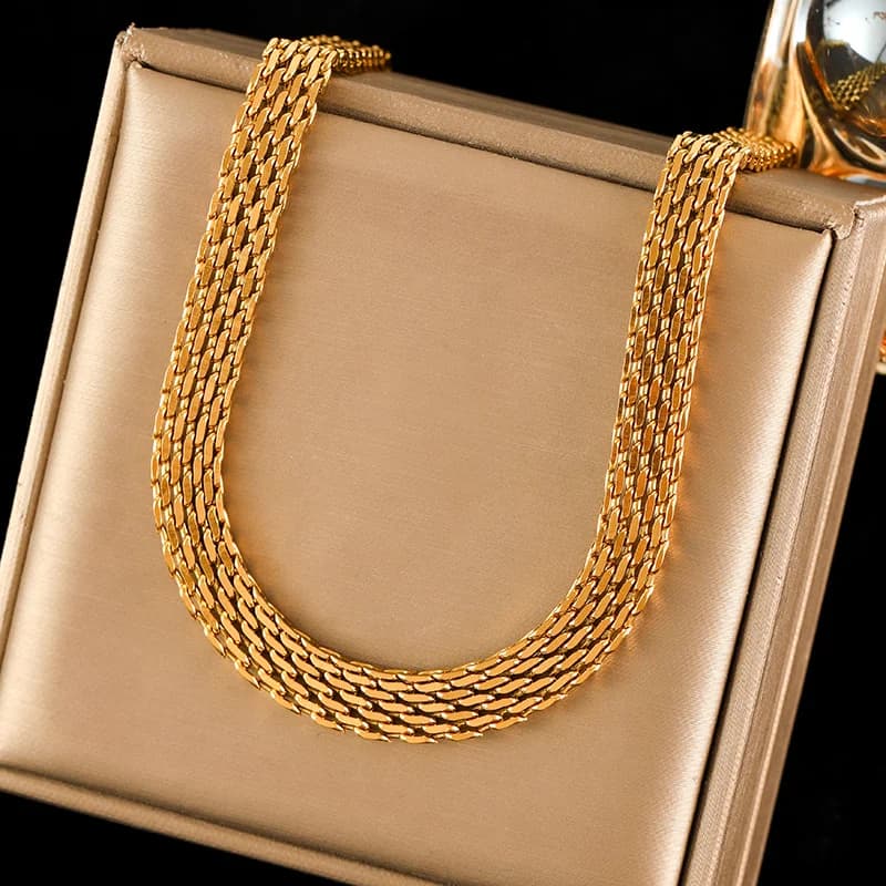 Metall-Charm Statement-Halskette, vergoldet