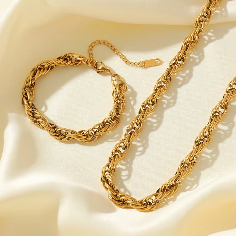 Halsketten- und Armband-Set, 18K vergoldet