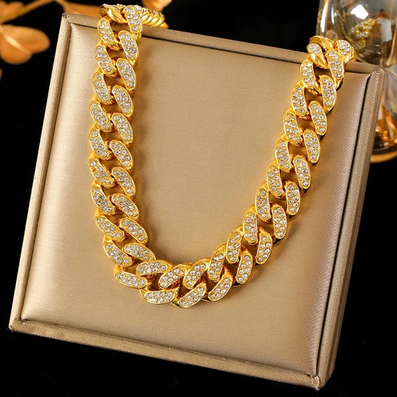Dicke Cuban-Kette Halskette, Gold oder Silber
