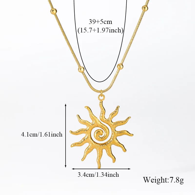 Vintage Sonne Halskette und Ohrringe Set