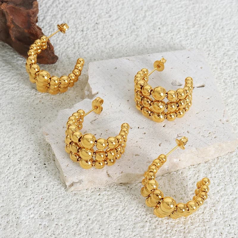 316L Edelstahl Gold C-förmige Bead-Stecker