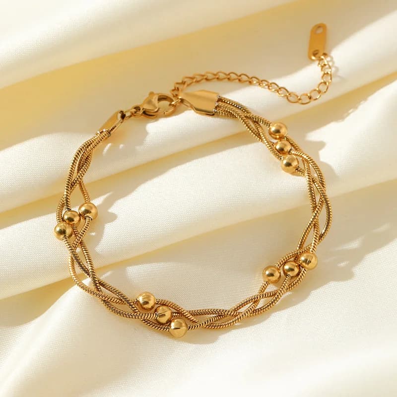 Perlen-Umwickelte Kette-Armband, vergoldet