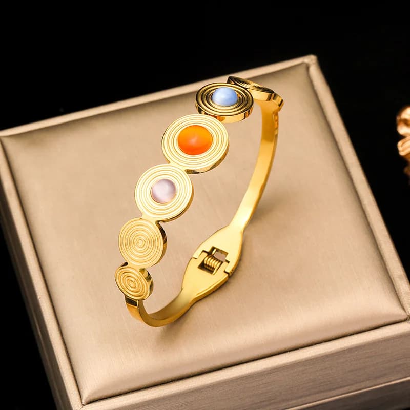 316L Edelstahl Armband in Goldfarbe, gedreht und verstellbar