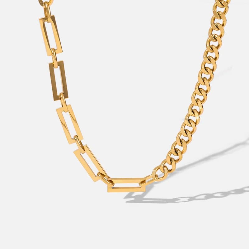 Große Gliederkette Halskette, Goldfarben