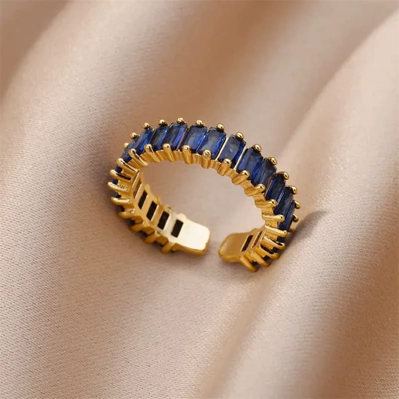 316L Edelstahl verstellbarer Ring mit Cubic Zirconia