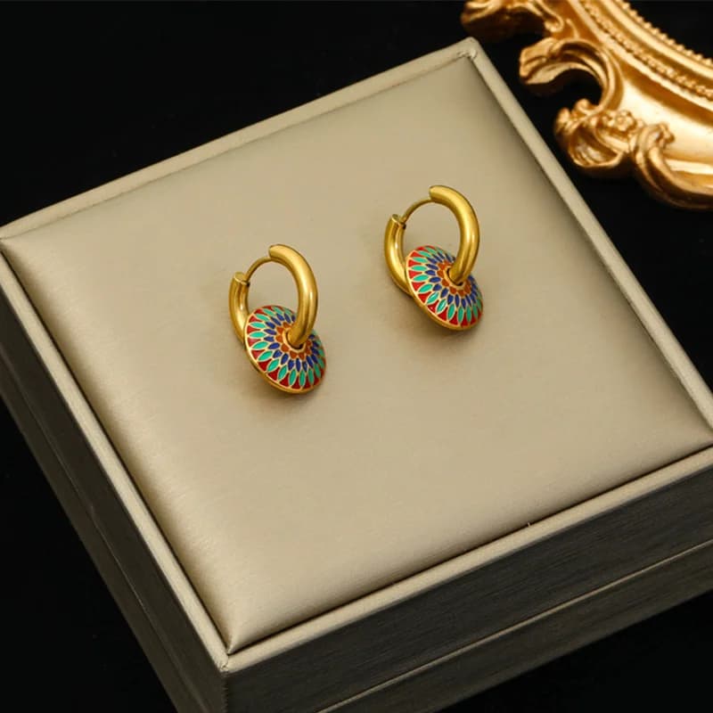 Vintage Blumen-Halsketten- und Ohrring-Set