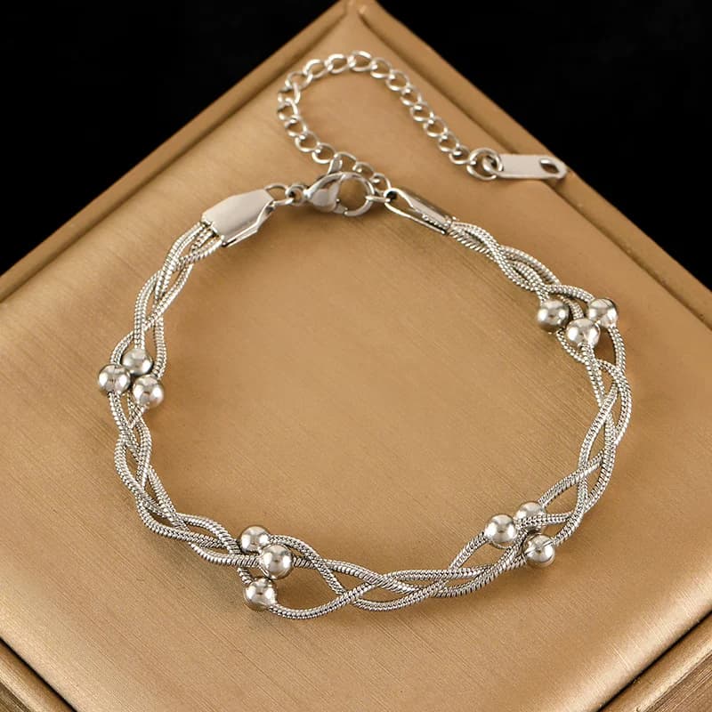 316L Edelstahl Silberfarbener Dickes Ketten-Bangle