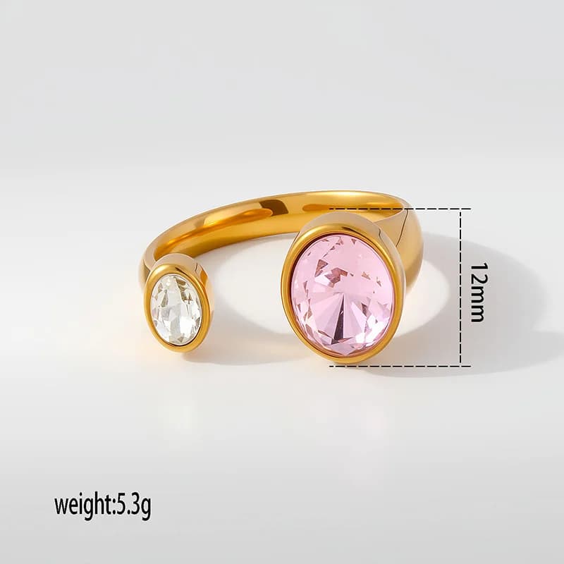 Verstellbarer Ring mit Zirkonia-Herz und Perle