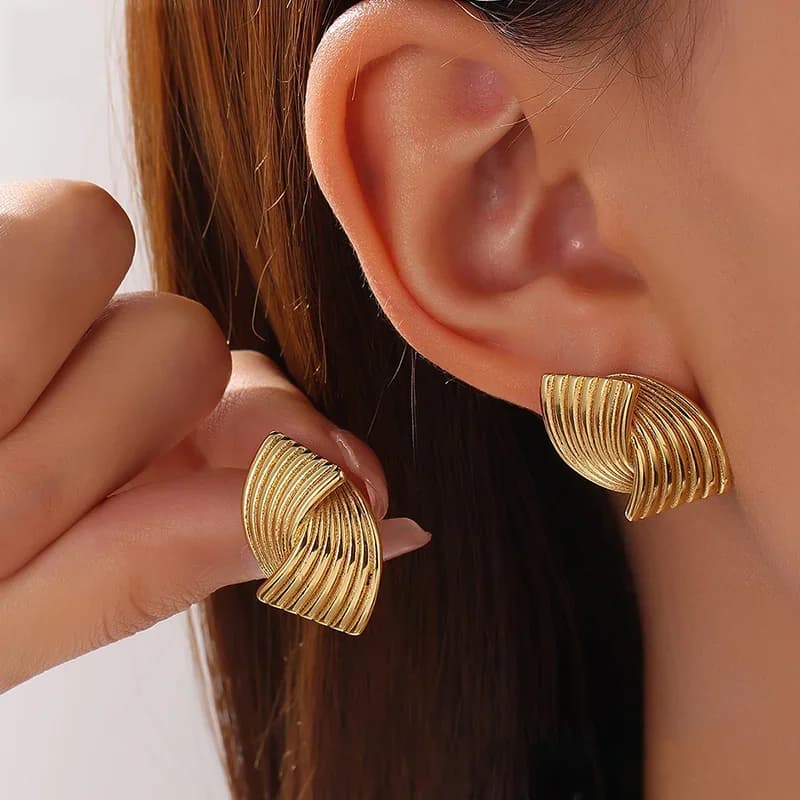 316L Edelstahl vergoldete geometrische Stecker Ohrringe
