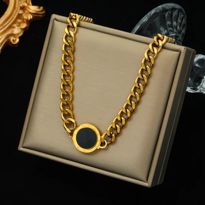 Strukturierter Statement-Collar-Halskette, 18K PVD beschichtet