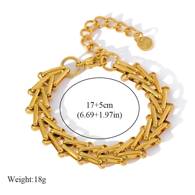 Geometrische dicke Ketten-Armband, Vergoldet