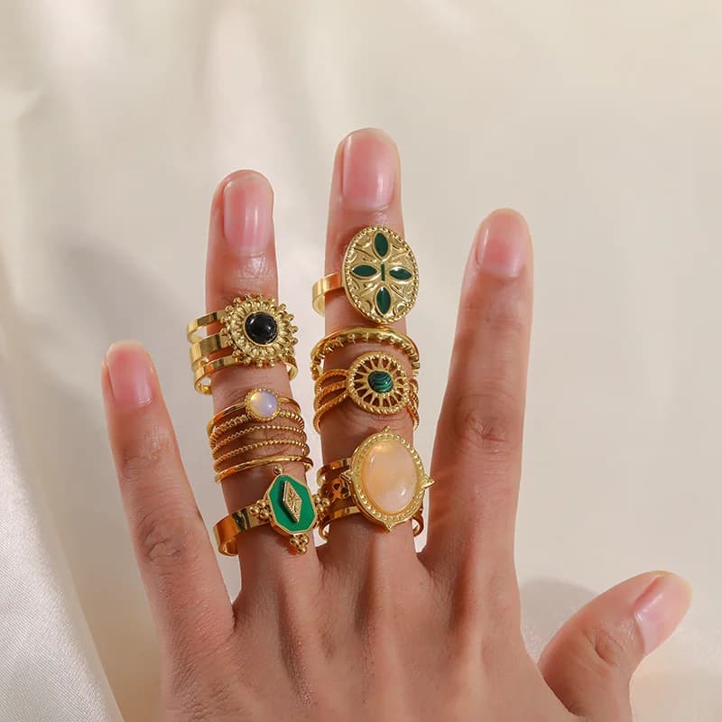 Damen Edelstahl Retro Verstellbarer Ring