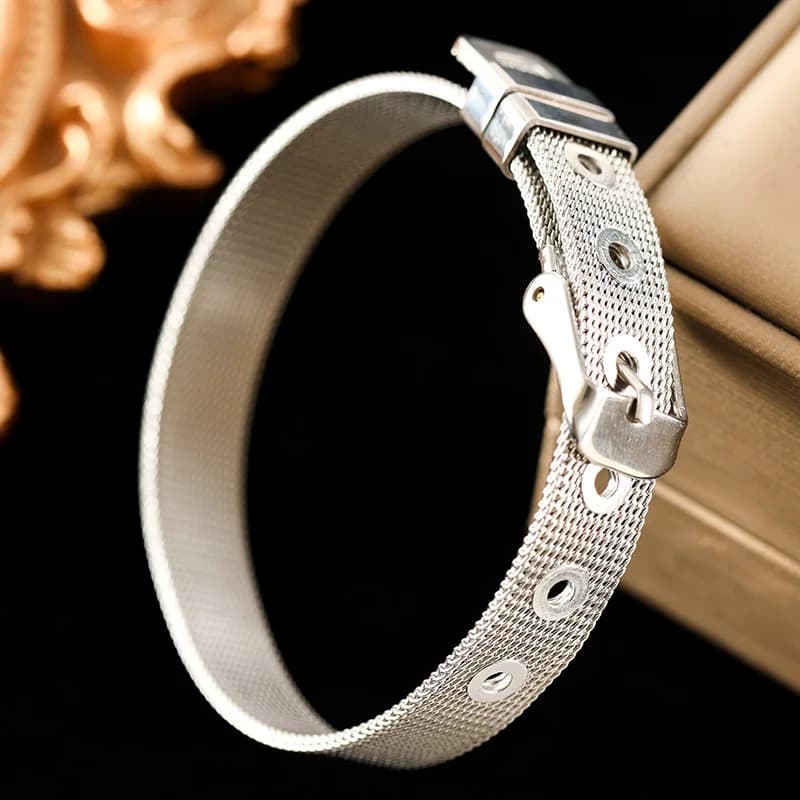 Silberfarbene Ketten-Armband-Reif, Edelstahl
