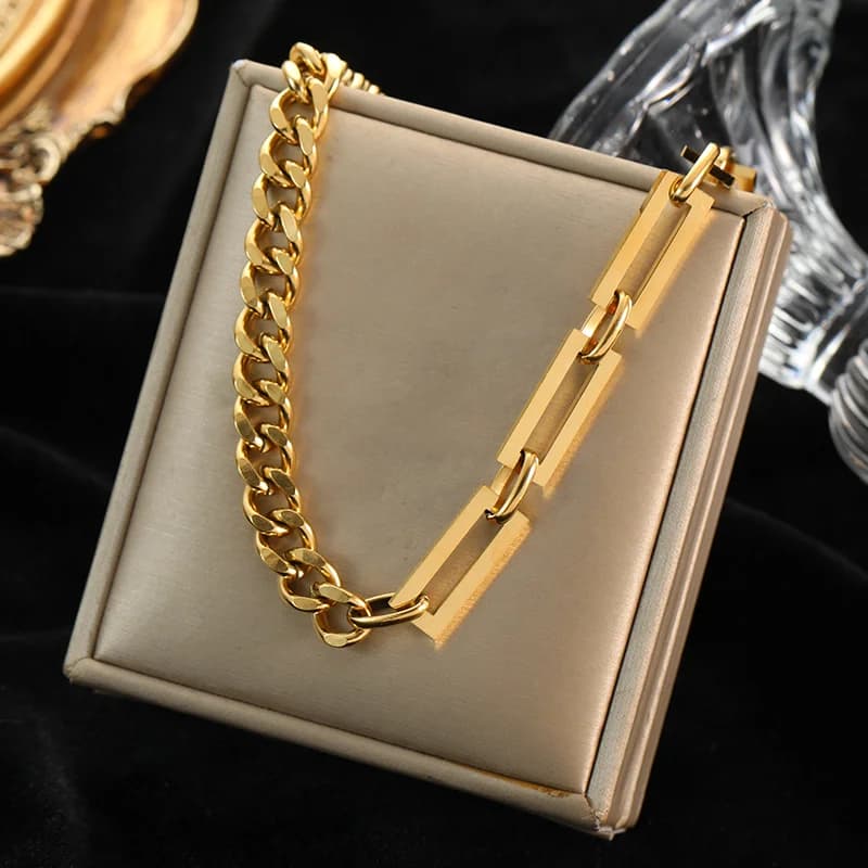 Große Gliederkette Halskette, Goldfarben