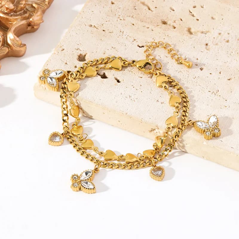 Schmetterling-Kettenarmband mit Zirkonia