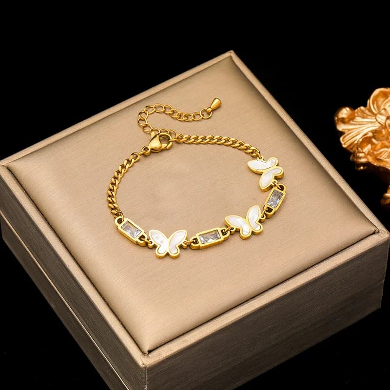 316L Edelstahl Armband mit doppelter Schicht und Zirkonia